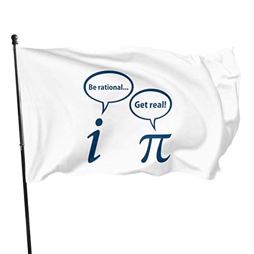 Oaqueen Bandera de jardín Get Real Be Rational Pi Funny Math Bandera de jardín Banner Bandera for Inside/Outside 3 X 5