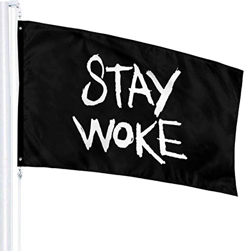 Oaqueen Banderas, Stay Woke Decorative Bandera del Jardin, Outdoor Artificial Flag for Home, Garden Yard Decorations 3x5 Ft