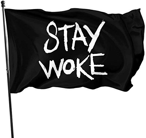 Oaqueen Banderas, Stay Woke Decorative Bandera del Jardin, Outdoor Artificial Flag for Home, Garden Yard Decorations 3x5 Ft