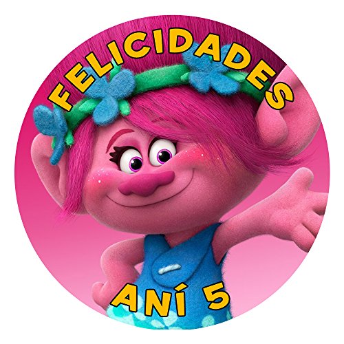 OBLEA de Papel de azúcar Personalizada, 19 cm, diseño de Poppy de Trolls