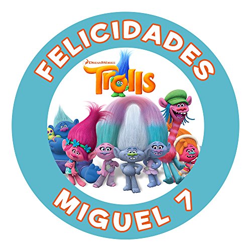 OBLEA de Papel de azúcar Personalizada, 19 cm, diseño de Trolls