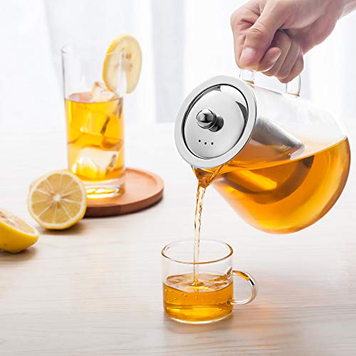 OBOR Tetera 450ml, Tetera con filtro de vidrio con infusor de acero inoxidable 304 para florecer y tetera de té de borosilicato de hojas sueltas