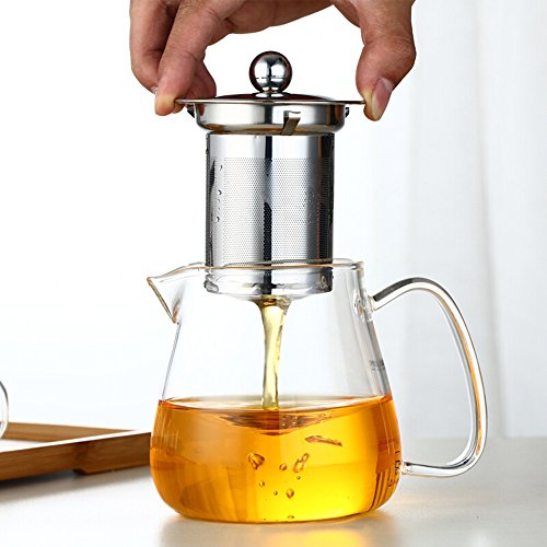 OBOR Tetera 450ml, Tetera con filtro de vidrio con infusor de acero inoxidable 304 para florecer y tetera de té de borosilicato de hojas sueltas