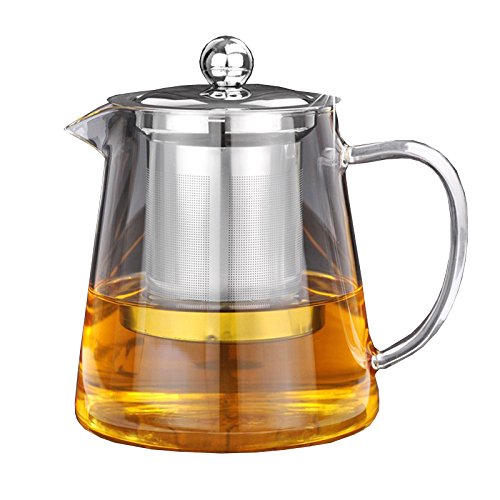 OBOR Tetera 450ml, Tetera con filtro de vidrio con infusor de acero inoxidable 304 para florecer y tetera de té de borosilicato de hojas sueltas