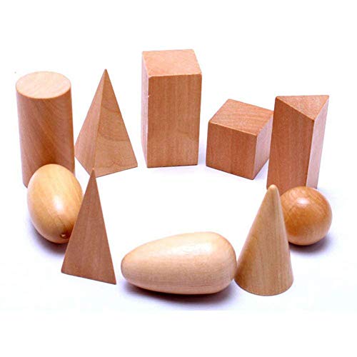 Ocamo Montessori Sólidos geométricos de Madera en 3-D Shapes Mystric Bolsa de Formas de geometría Aprendizaje Educación Juguetes matemáticos