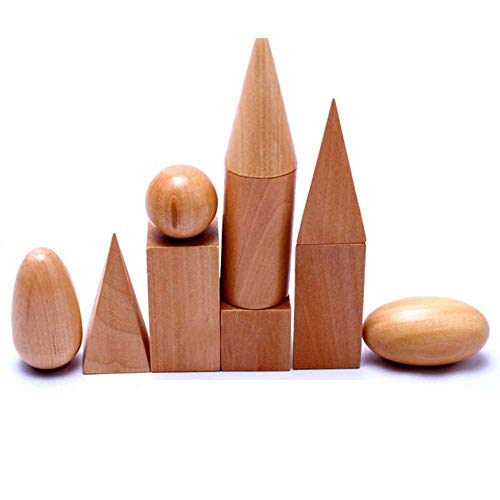 Ocamo Montessori Sólidos geométricos de Madera en 3-D Shapes Mystric Bolsa de Formas de geometría Aprendizaje Educación Juguetes matemáticos