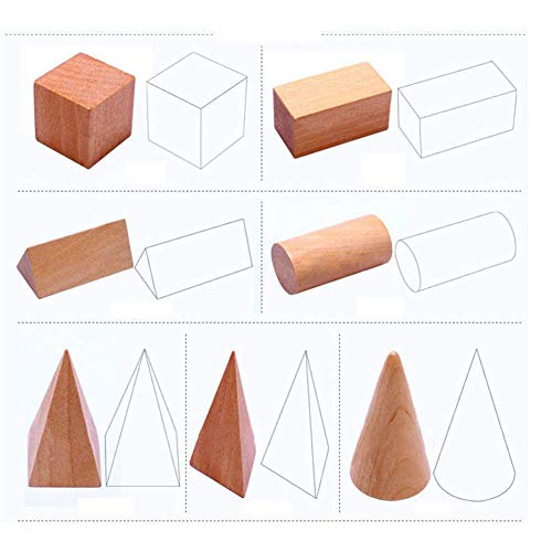 Ocamo Montessori Sólidos geométricos de Madera en 3-D Shapes Mystric Bolsa de Formas de geometría Aprendizaje Educación Juguetes matemáticos