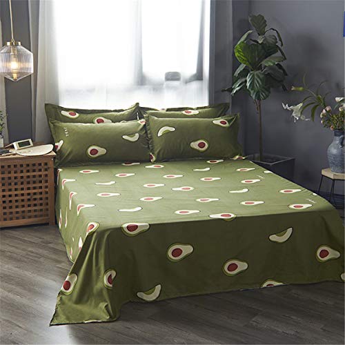 Odot Juego de Ropa de Cama de 4 Piezas, Fruta Microfibra Cómodo Juego de Fundas de Edredón con 1 Funda Nórdica y 2 Funda de Almohada 1 Sábana Encimera Familiar y Niños (200x230cm,Aguacate)