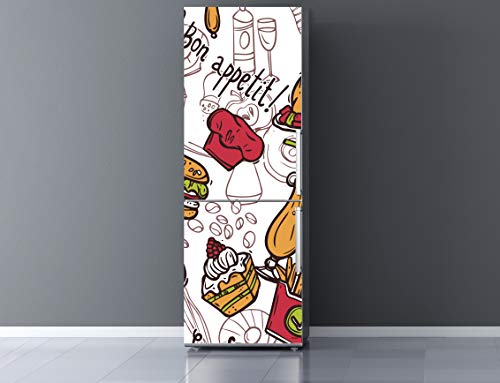 Oedim Pegatinas Vinilo para Frigorífico Bon Appetit ! | 185x60cm | Adhesivo Resistente y de Fácil Aplicación | Pegatina Adhesiva Decorativa de Diseño Elegante