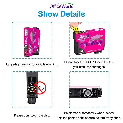 OfficeWorld 18XL Alta Capacidad Cartuchos de Tinta Compatible para Epson 18 con Epson Expression Home XP-225 XP-215 XP-205 XP-322 XP-212 XP-402 XP-415 XP-422 XP-425 XP-302 XP-305 XP-325,9 Paquete
