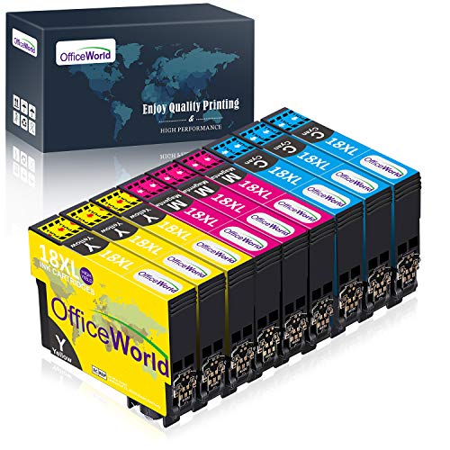 OfficeWorld 18XL Alta Capacidad Cartuchos de Tinta Compatible para Epson 18 con Epson Expression Home XP-225 XP-215 XP-205 XP-322 XP-212 XP-402 XP-415 XP-422 XP-425 XP-302 XP-305 XP-325,9 Paquete