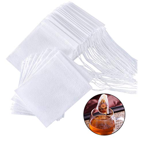 OFNMY 200pcsBolsas de Té Cordón - Bolsas de Te Desechables Bolsas de Filtro para Té de Hojas Sueltas 7 * 9cm (Blanco)