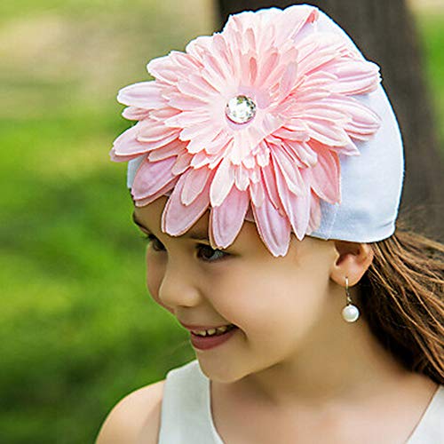 Ogquaton Sombrero de bebé para niñas Gorro de crochet Flor Sombrero de diamante de imitación Gorro de punto de gorrita tejida para niñas Foto Prop