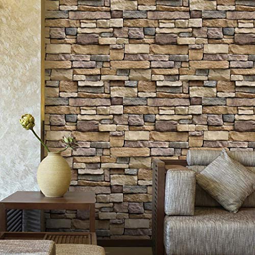 OHQ Pegatina De Pared Etiqueta Pared 3D PVC Pegatinas DecoracióN Relieve Ladrillo Piedra Adhesivo Ladrillo SimulacióN Efecto Antiguo (45 * 45cm, Multicolor#2)