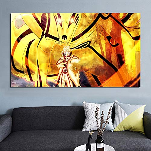 oioiu Naruto clásico japonés Anime Wallpaper Anime Art Lienzo Cartel Pintura Mural Imagen Pasillo Familiar Sala de Estar Dormitorio decoración Pintura de Pared sin Marco