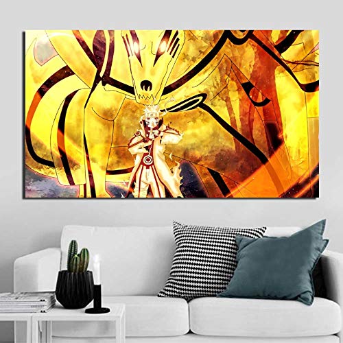 oioiu Naruto clásico japonés Anime Wallpaper Anime Art Lienzo Cartel Pintura Mural Imagen Pasillo Familiar Sala de Estar Dormitorio decoración Pintura de Pared sin Marco