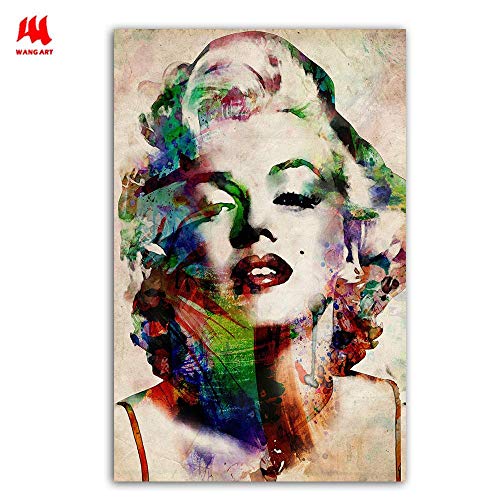 oioiu Sin Marco-Acuarela Cabeza de Ciervo Carteles Imprimir Resumen Animal Elefante Imagen Lienzo Pintura Marilyn Monroe Sala de Estar Decoración para el hogar 60 * 90 cm