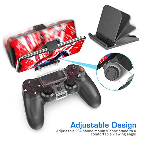 OIVO Soporte Smartphone para Mando PS4, Soporte Clip para teléfono móvil para Controlador de PS4 Gamepad, Soporte Ajustable para Teléfono