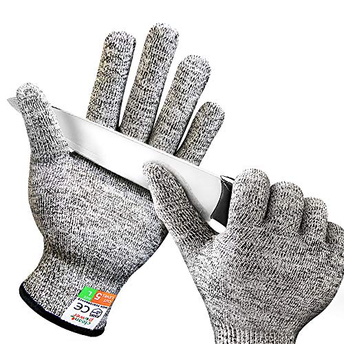 OKAWADACH Guantes Anticorte, Guantes Resistentes a Los Cortes Nivel 5 guante carnicero Seguridad Proteccion Guante para Cocina (L)