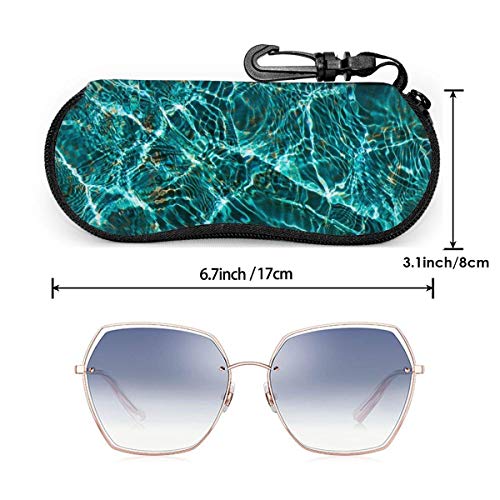 OKIJH Estuche portátil para gafas, caja de almacenamiento, estuche para gafas, bolsa de cosméticos Bright Green Water Wave Leopard Marbel Texture Durable Travel Eyeglass Case Glasses Pouch Scratch Res