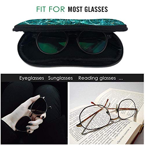 OKIJH Estuche portátil para gafas, caja de almacenamiento, estuche para gafas, bolsa de cosméticos Bright Green Water Wave Leopard Marbel Texture Durable Travel Eyeglass Case Glasses Pouch Scratch Res