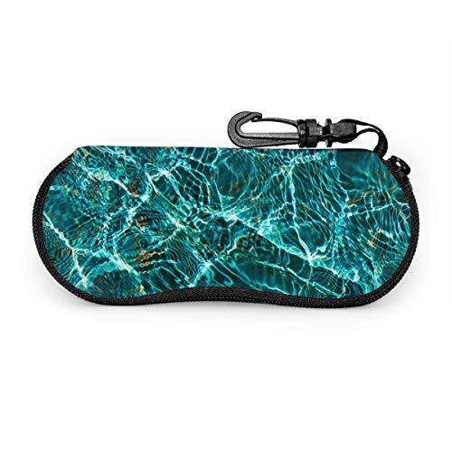 OKIJH Estuche portátil para gafas, caja de almacenamiento, estuche para gafas, bolsa de cosméticos Bright Green Water Wave Leopard Marbel Texture Durable Travel Eyeglass Case Glasses Pouch Scratch Res