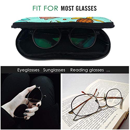 OKIJH Estuche portátil para gafas, caja de almacenamiento, estuche para gafas, bolsa de cosméticos Marine Colorful Whale Turtle Water Grass Pattern Portable Eyeglass Case Abrasion Resistant Glasses Pr