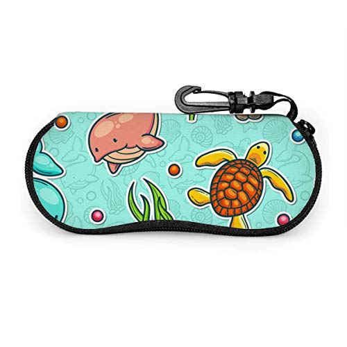 OKIJH Estuche portátil para gafas, caja de almacenamiento, estuche para gafas, bolsa de cosméticos Marine Colorful Whale Turtle Water Grass Pattern Portable Eyeglass Case Abrasion Resistant Glasses Pr