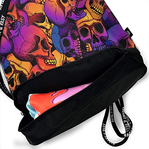 OKIJH Mochila Mochila de Ocio Mochila con cordón Mochila Multifuncional Bolsa de Gimnasio Human Skull Men and Women General Backpack Multifunctional Bundle Backpack Fashion Travel Backpack Drawstring