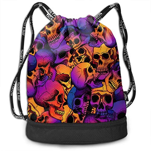 OKIJH Mochila Mochila de Ocio Mochila con cordón Mochila Multifuncional Bolsa de Gimnasio Human Skull Men and Women General Backpack Multifunctional Bundle Backpack Fashion Travel Backpack Drawstring