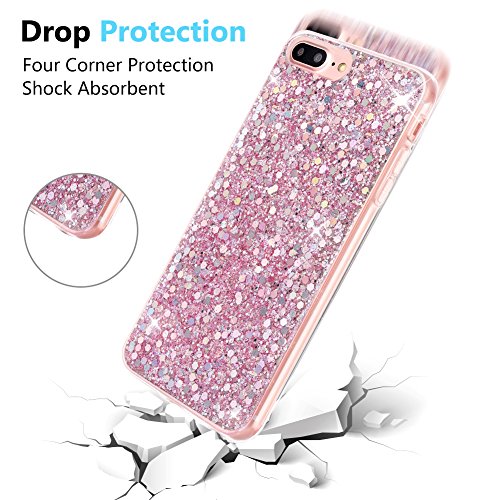 OKZone Funda iPhone 8 Plus,Funda iPhone 7 Plus, Cárcasa Brilla Glitter Brillante TPU Silicona Teléfono Smartphone Funda Móvil Case para Apple iPhone 7 Plus/iPhone 8 Plus 5,5" (Rosado)