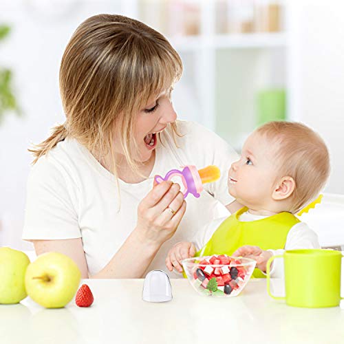 Oladwolf Chupete de Bebé, Chupete de Fruta Fresca con Reemplazo de Chupete de Silicona de 3 Frutas en 3 Tamaños, Mordedor de Bebé sin BPA Para Verduras Comida Para Bebés Comida Complementaria (Morado)