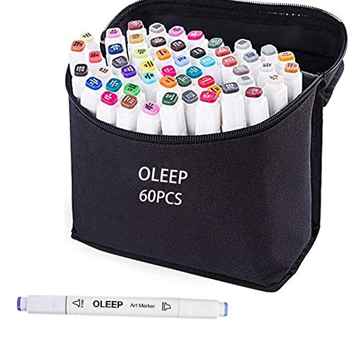 OLEEP 60 Colores Rotulador permanente de graffiti con doble punta, para dibujar bocetos de arte, pintar, colorear y subrayar