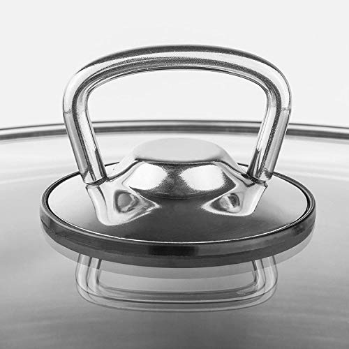 Olla de cocina de acero inoxidable de 20 litros de gran profundidad, tapa de cristal para inducción
