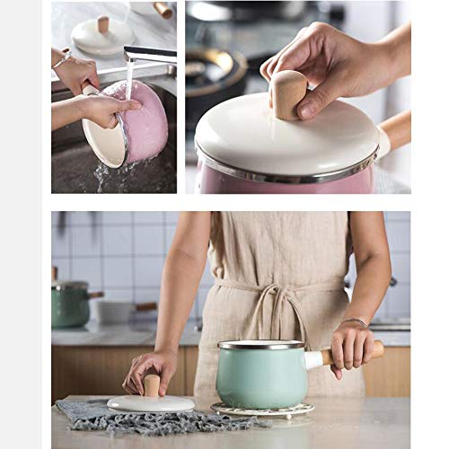 Olla Le Creuset Leche Esmaltada De Porcelana, Olla De Sopa De Color Antiadherente Con Cubierta Cocina De Inducción Estufa De Gas Utensilios De Cocina Aplicables Bandeja De Leche,Pink-S