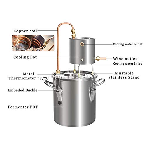 Ollas Cerveza Fermentadores Elaboración Alcohol Acero Destilación Destilador Acero Inoxidable Moonshine Hacer Destilería De Alcohol Herramienta De Destilación Brandy Whisky para Hacer Vino 20L