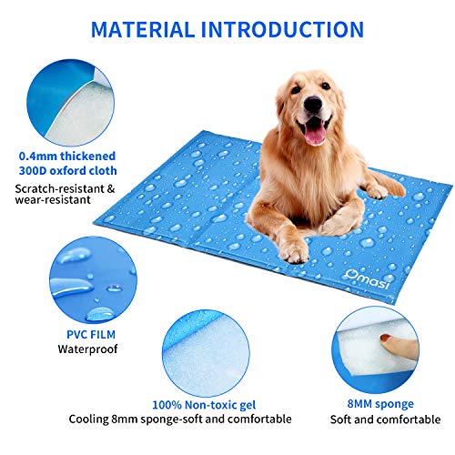 Omasi Alfombrilla de Refrigeración para Animales, Enfriamiento para Camas de Mascotas, No tóxico, Auto, para Perros y Gatos (50 x 90 CM)