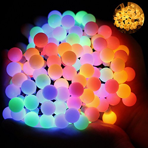 OMGAI Luces de la Cuerda de la Bola, Funcionadas Con Pilas 15.5Feet 60LEDs Para el Patio al aire Libre Interior Decoración de la Navidad del Hogar, Blanco Caliente y Multicolor