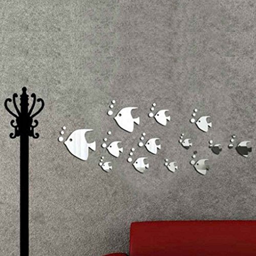 Omkuwl Extraíble peces de mar Bubble Wall Sticker 3D Espejo Pegatinas Mural DIY Decal Decoración para el hogar