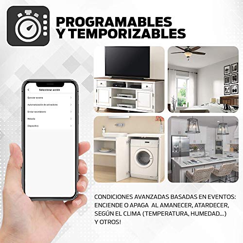 Omnialux P202A-2 Enchufe Inteligente Wifi, Smart plug compatible con Alexa, Echo google assistant, Smart Life (iOS y Android) e IFTT, Zócalo blanco programable y monitor de consumo, no requiere hub