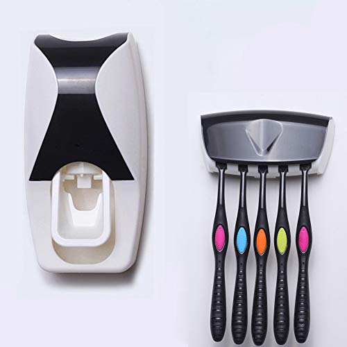 OMZGXGOD - Dispensador de Pasta de Dientes Automático y Portacepillos de Dientes – Práctico Set de Baño Familiar con Soporte de Cepillos de Dientes y Dosificador de Pasta Dental