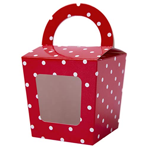 One More - 24 Cajas individuales para cupcakes con asa y ventana de PVC