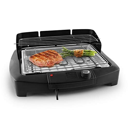 Oneconcept Dr. Beef II Gusto Edition - Parrilla eléctrica, Grill eléctrico, Potencia máxima 2000 W, 900 cm², Temperatura Ajustable, Circuito de Seguridad, Base extraíble, Desmontable, Negro