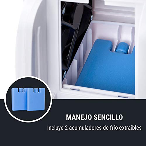 Oneconcept Icecube - Ventilador, 6 W, Depósito de sgua de 600 ml, 3 funciones, Enfriador de Aire, Humidificador, Limpiador, 3 velocidades, Gentle Cool, 2 acumuladores de frío, Luces LED, Blanco floral