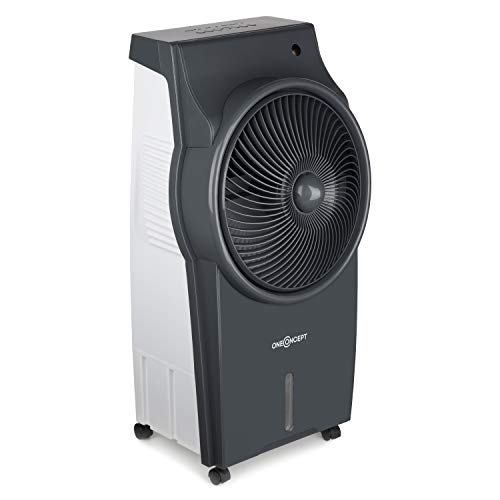 Oneconcept Kingcool – 4 en 1, Ventilador, Enfriador de Aire, humidificador, Limpiador de Aire, ionizador, depósito de Agua de 8 litros, caudal de 2340 m³/h, 95 W, oscilación, portátil, Antracita