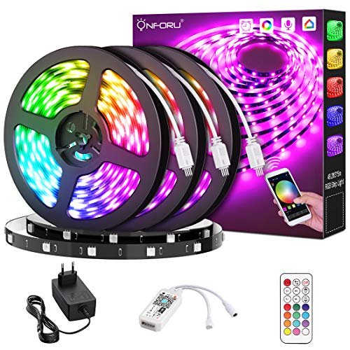 Onforu 15M RGB Tira LED Wifi, Tira Inteligente Compatible con Alexa, Google Home, LED Tira Luz Sincronización de Música,Perfecto para Navidad, Fiesta, Decoración Doméstico para Hogar,Cocina