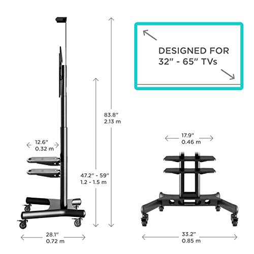 ONKRON TS1552 Carro TV Soporte Móvil para TV de 32" a 65", VESA max. 600 x 400mm Soporte de Pie para TV, base para television con ruedas