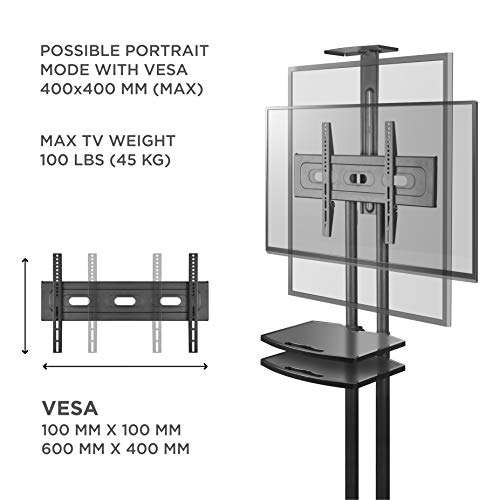 ONKRON TS1552 Carro TV Soporte Móvil para TV de 32" a 65", VESA max. 600 x 400mm Soporte de Pie para TV, base para television con ruedas