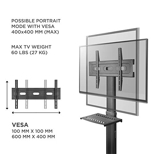 ONKRON TS2551 Carro TV Soporte para TV de Suelo móvil Carrito Portátil para Pantallas LCD LED OLED de 32 a 55 Pulgadas VESA Máx 600x400 mm Pie para TV Base para TV