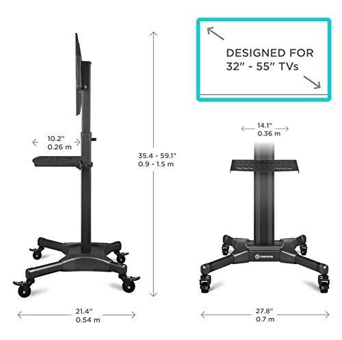 ONKRON TS2551 Carro TV Soporte para TV de Suelo móvil Carrito Portátil para Pantallas LCD LED OLED de 32 a 55 Pulgadas VESA Máx 600x400 mm Pie para TV Base para TV